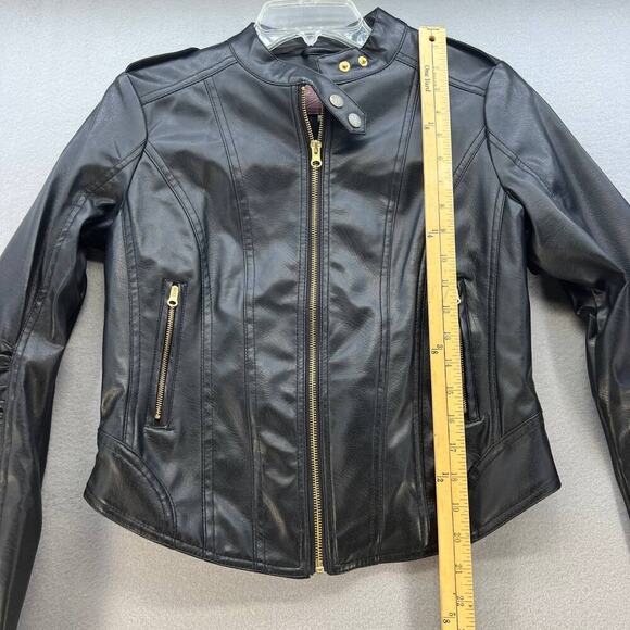 Miss London Faux Leather Moto Jacket Size Medium - Picture 3 of 13